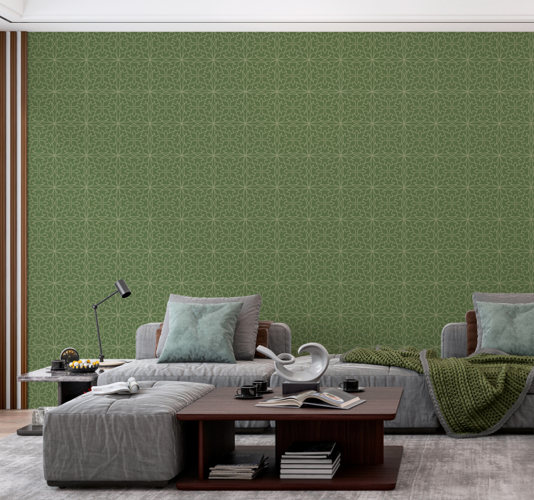 Carta da parati barocco motivo damascato minimalista - TenStickers