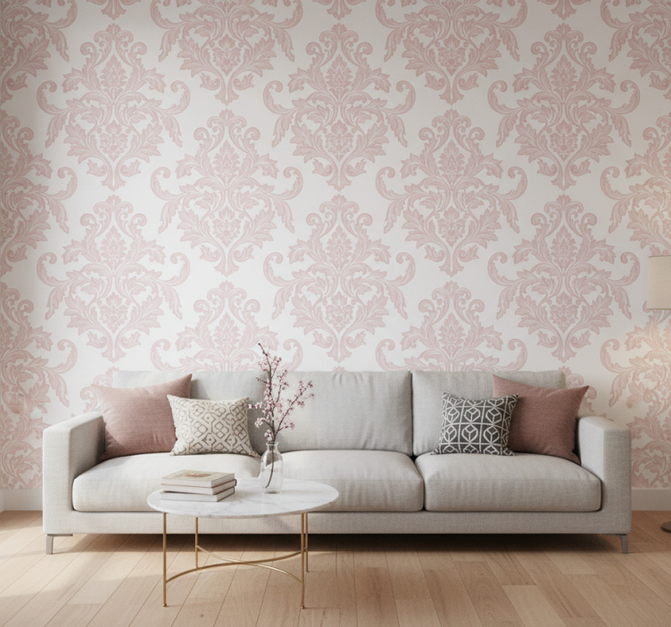 Carta da parati barocco damasco rosa paisley - TenStickers