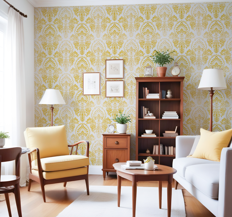 Carta da parati barocco disegno dorato - TenStickers