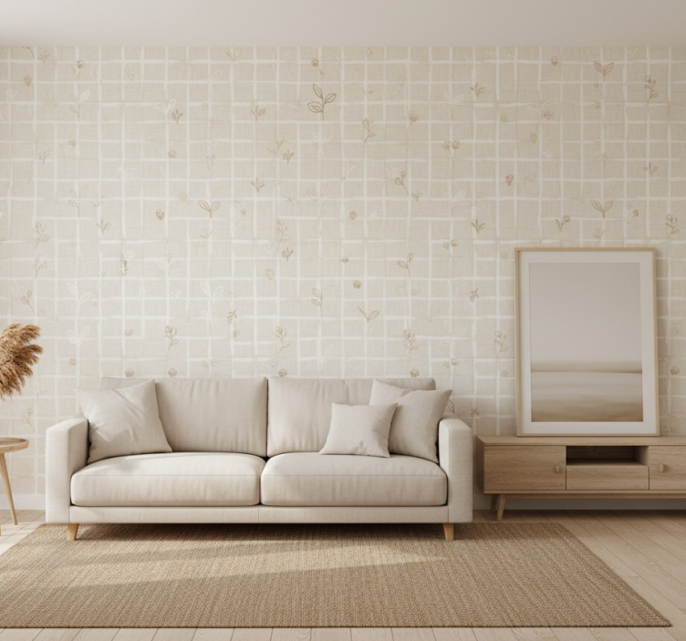 Carta da parati beige color crema effetto lino - TenStickers