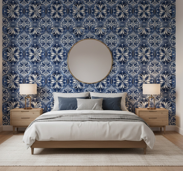 Carta da parati blu navy motivo tessuti navy - TenStickers