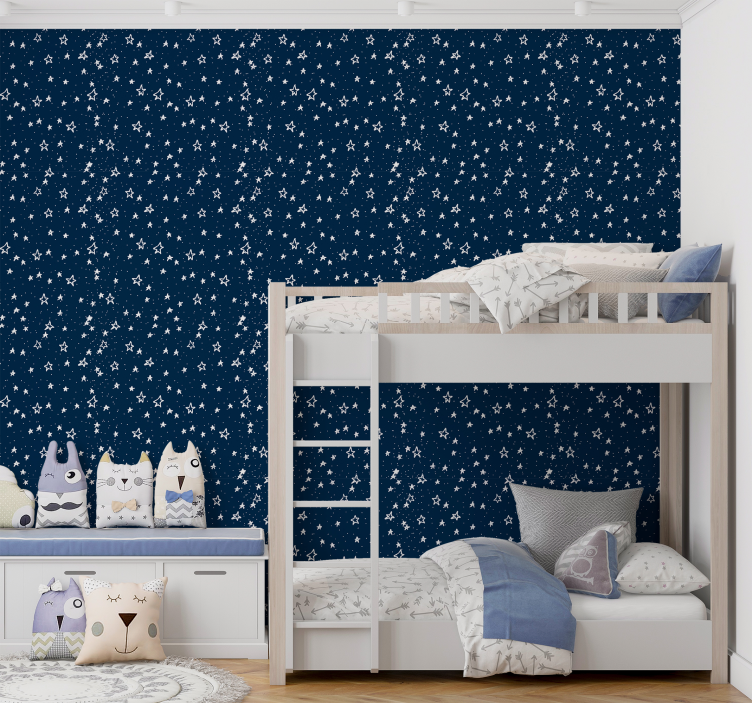 Carta da parati blu navy stelle abbozzate - TenStickers