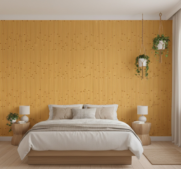 Carta da parati camera da letto effetto bambù japandi - TenStickers