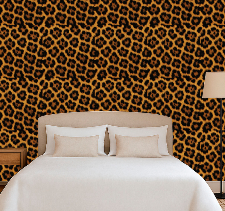 Carta da parati camera da letto motivo leopardato fluffy - TenStickers