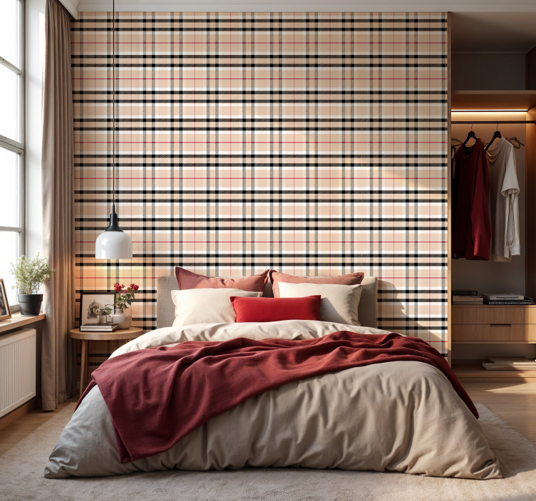Carta da parati camera da letto tartan burberry - TenStickers
