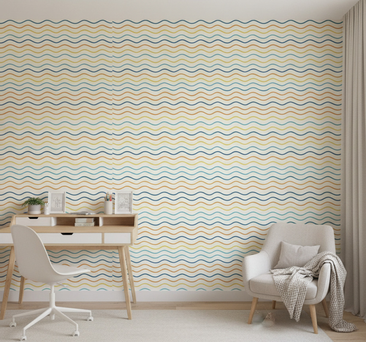 Carta da parati camera ragazzi linee ondulate colorate - TenStickers