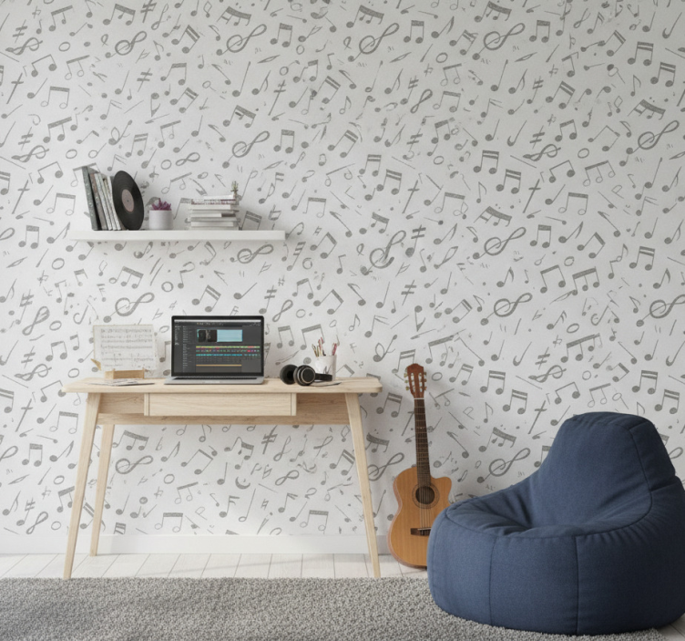 Carta da parati camera ragazzi motivo note musicali - TenStickers