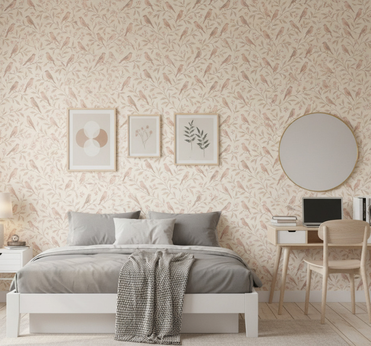 Carta da parati camera ragazzi sentiero di uccelli vintage - TenStickers