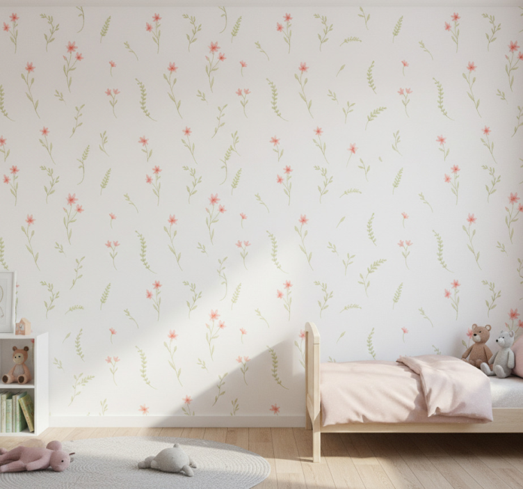 Carta da parati cameretta fiori di campo pastello - TenStickers