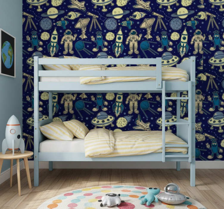Carta da parati cameretta personaggi spaziali - TenStickers