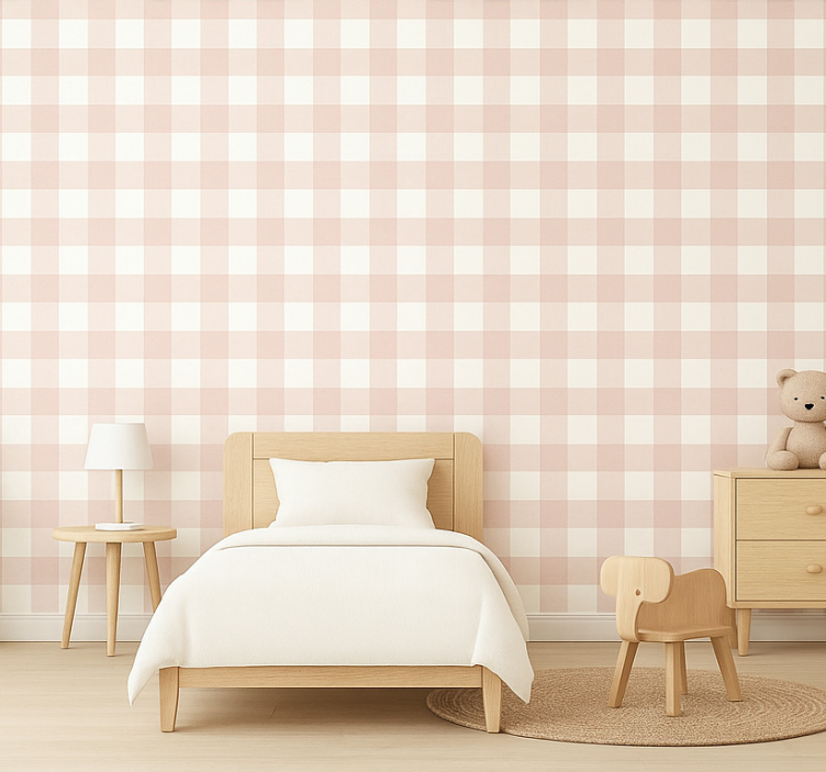 Carta da parati cameretta quadretti rosa - TenStickers