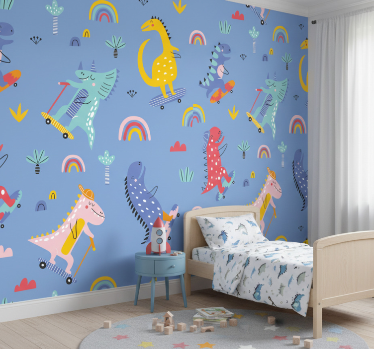 Carta da parati cameretta scena di skateboard - TenStickers