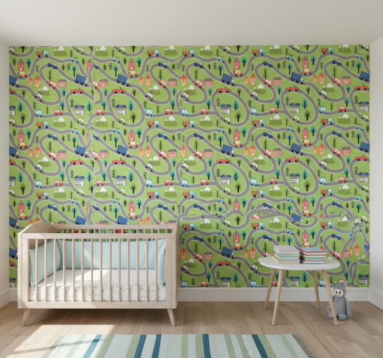 Carta da parati cameretta strade di veicoli colorati - TenStickers