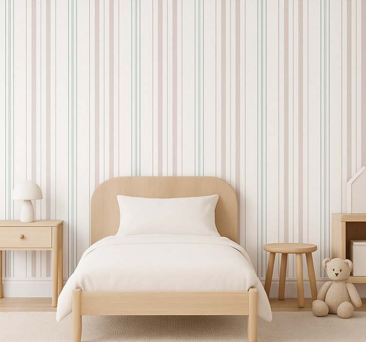 Carta da parati cameretta strisce sottili pastello - TenStickers