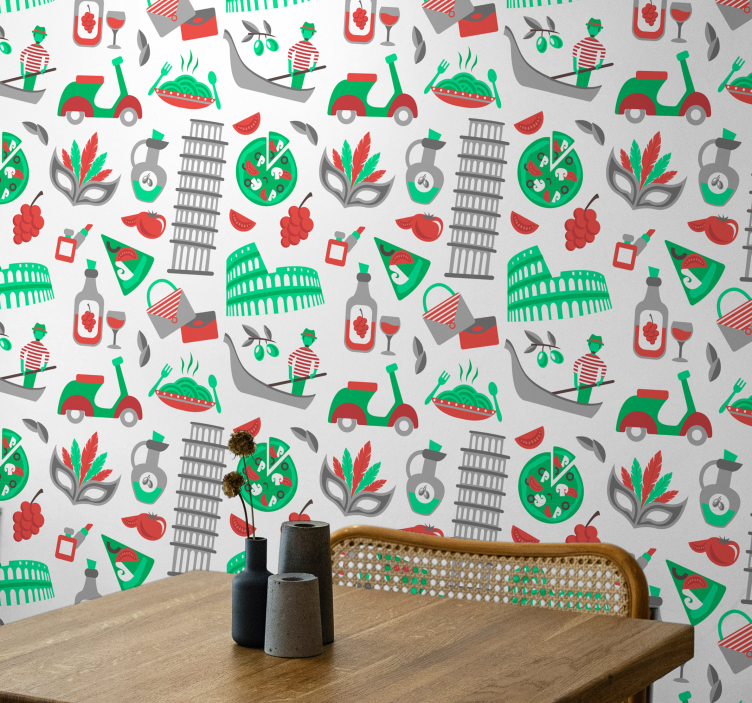 Carta da parati città avventura culinaria italiana - TenStickers