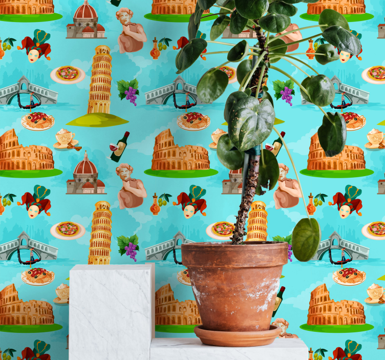 Carta da parati città collage di monumenti italiani - TenStickers