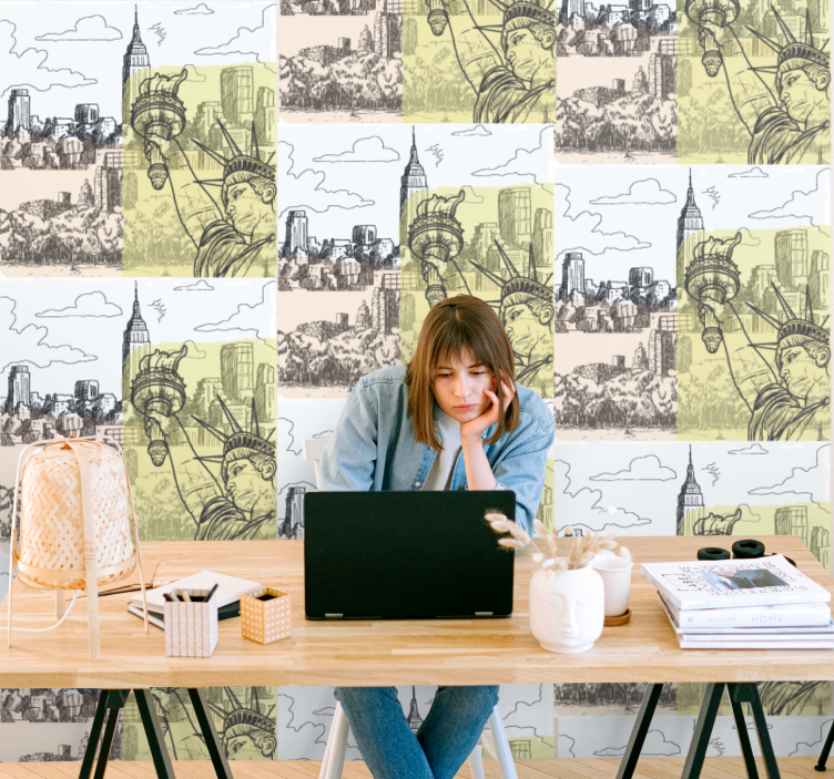 Carta da parati città disegno di schizzo urbano - TenStickers