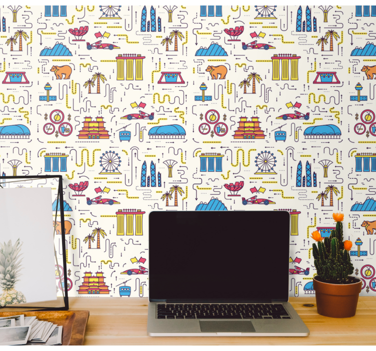 Carta da parati città divertimento sul paesaggio urbano - TenStickers