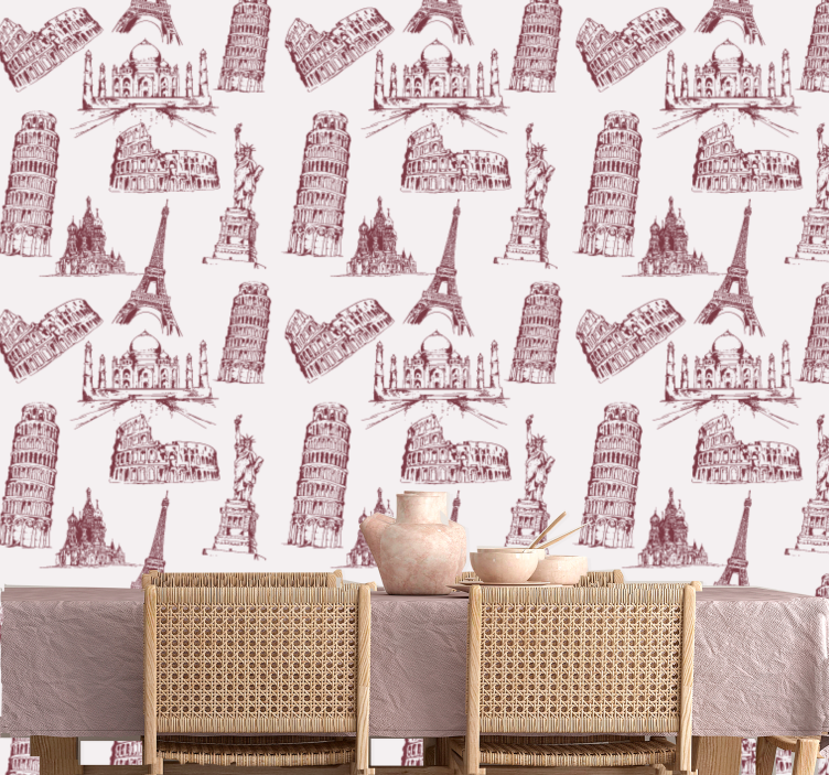 Carta da parati città monumenti iconici - TenStickers