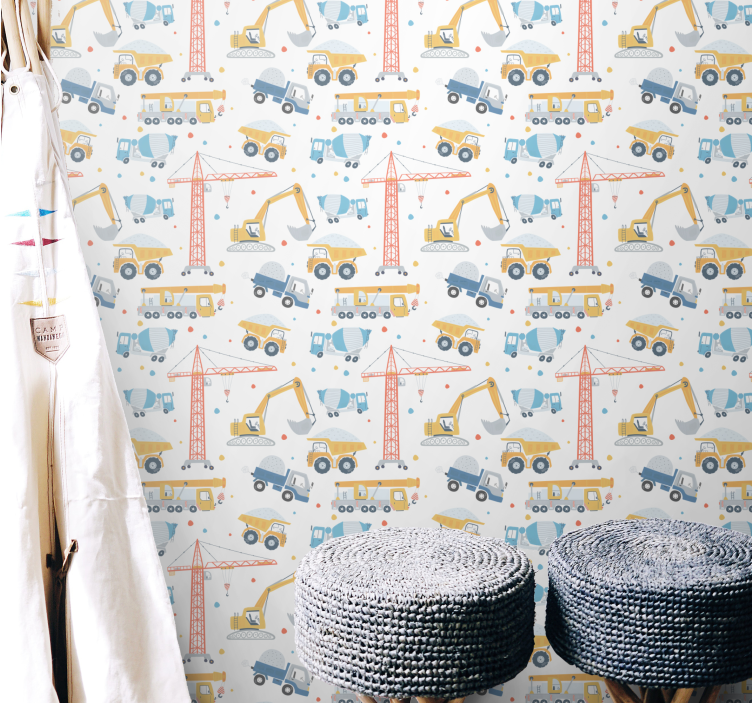 Carta da parati cameretta motivi di costruzione - TenStickers