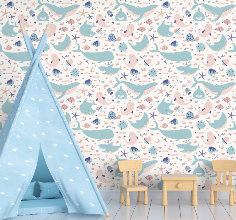 Carta da parati animali Squali azzurri e scuri - TenStickers