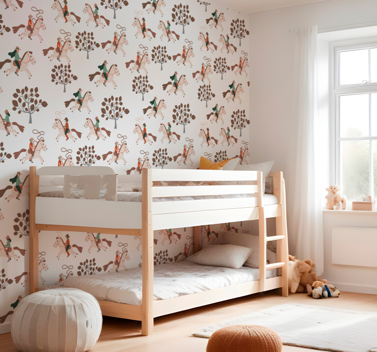 Carta da parati con cavalli cavalcando nella foresta - TenStickers