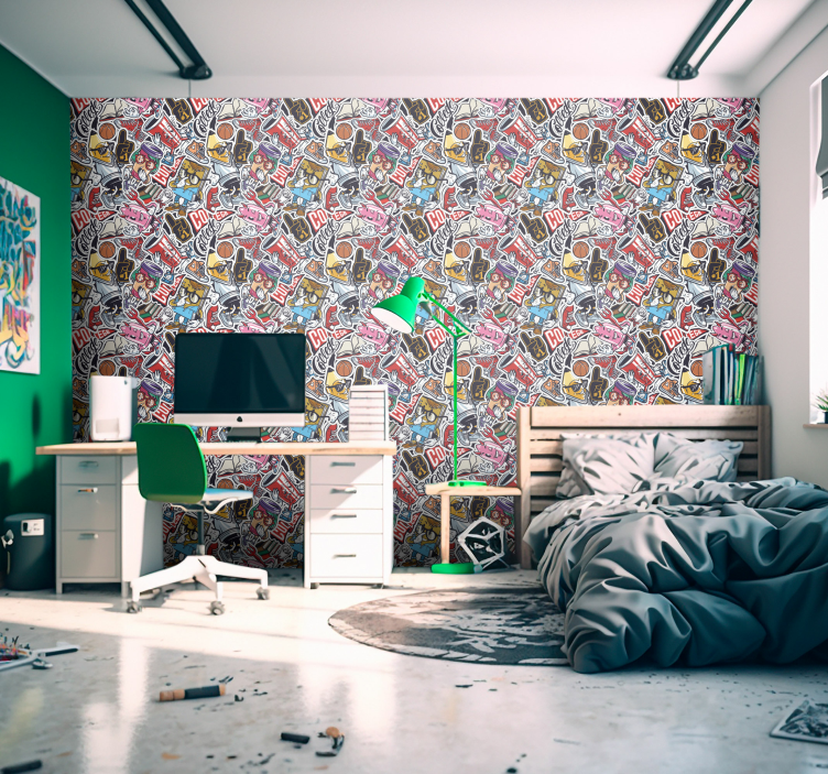 Carta da parati per ragazzi con elementi urban - TenStickers