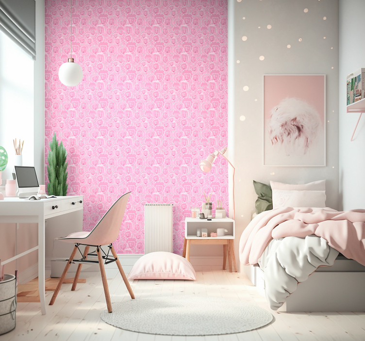 Carta da parati con facce di ragazze - TenStickers