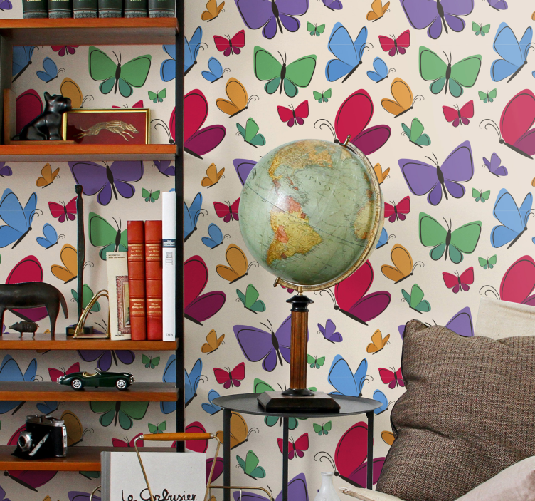 Carta per parati con farfalle colorate - TenStickers
