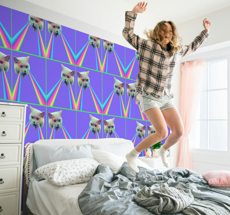 Carta da parati con gatti e raggi laser - TenStickers