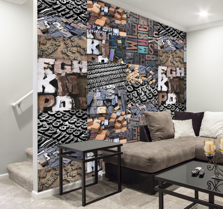 Carta da parati con scritte lettere - TenStickers