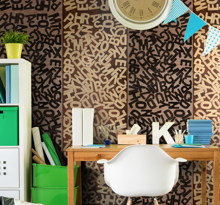 Carta da parati con scritte puzzle lettere - TenStickers
