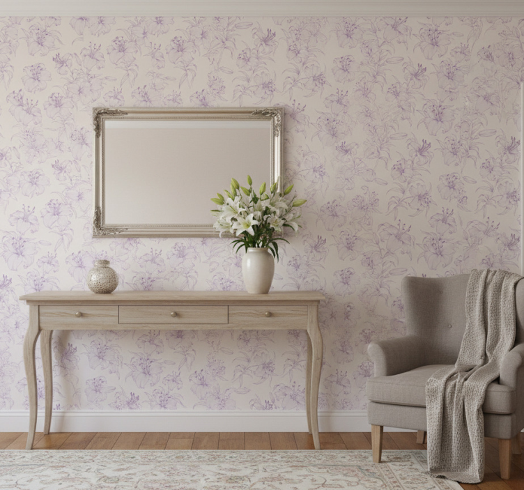 Carta da parati corridoio design floreale gigli in fiore - TenStickers