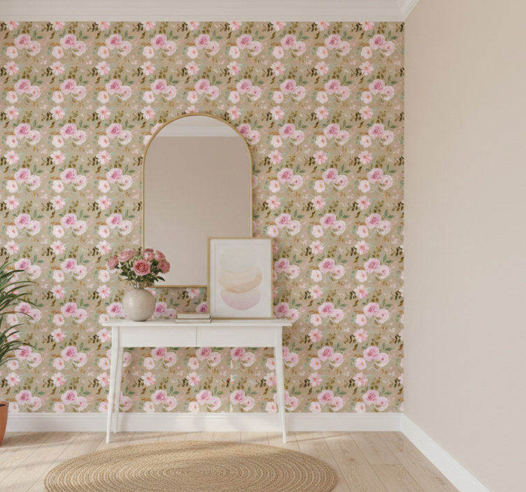 Carta da parati corridoio motivi floreali rosa - TenStickers