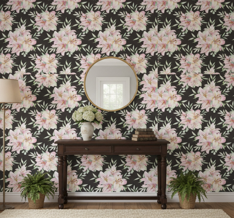 Carta da parati corridoio motivo fiori ad acquerello - TenStickers