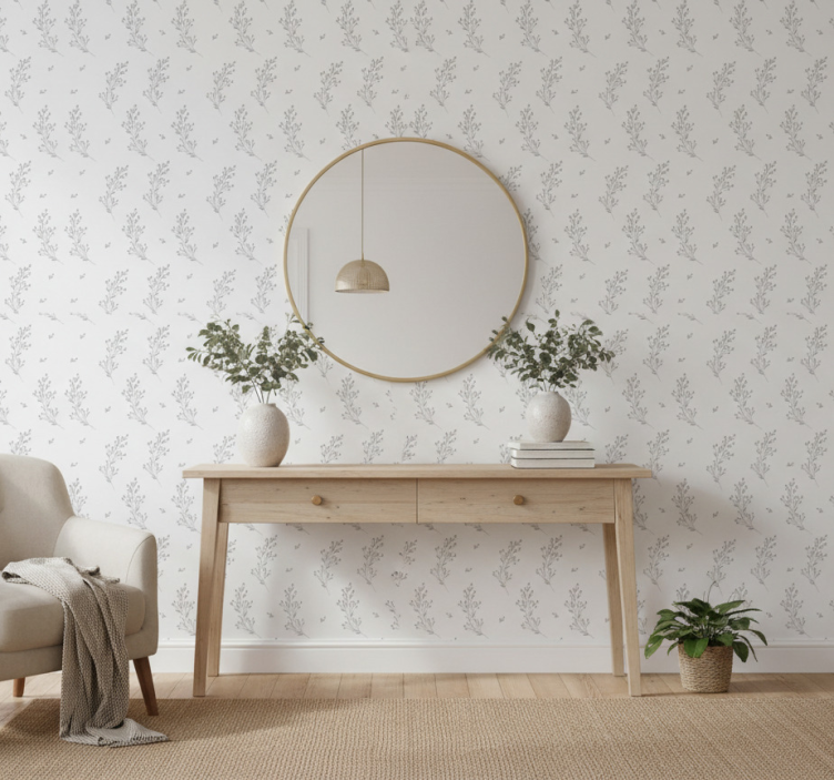 Carta da parati corridoio motivo fiorito sottile - TenStickers
