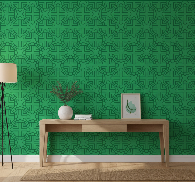 Carta da parati corridoio motivo geometrico verde - TenStickers