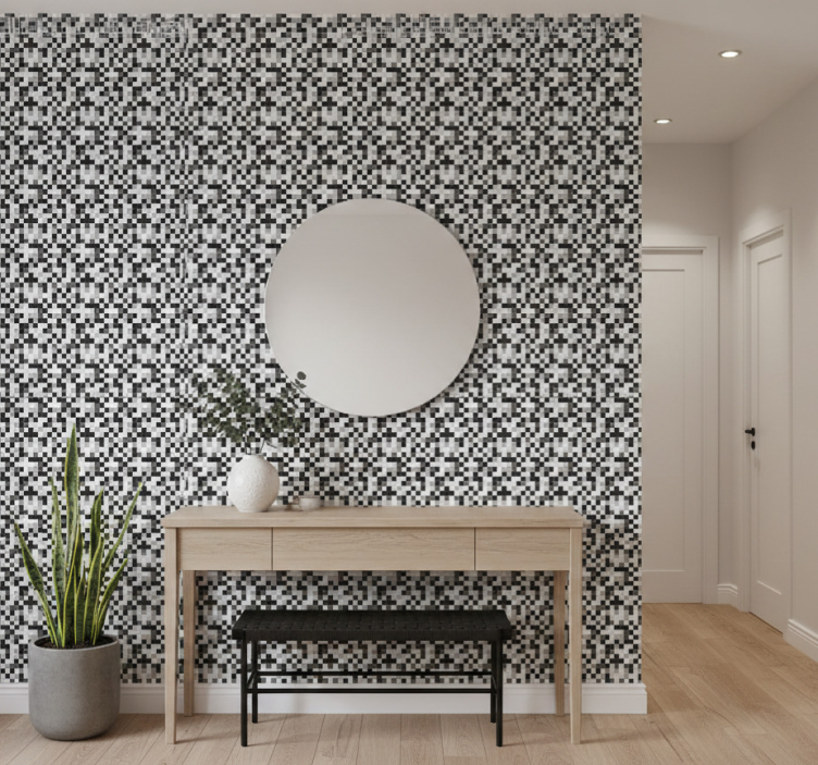 Carta da parati corridoio motivo pixel monocromatico - TenStickers