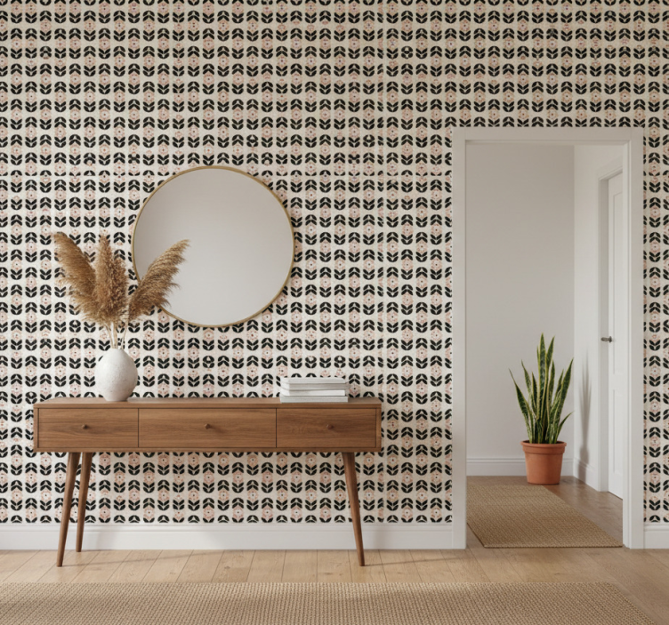 Carta da parati corridoio ripetizione geometrica beige - TenStickers