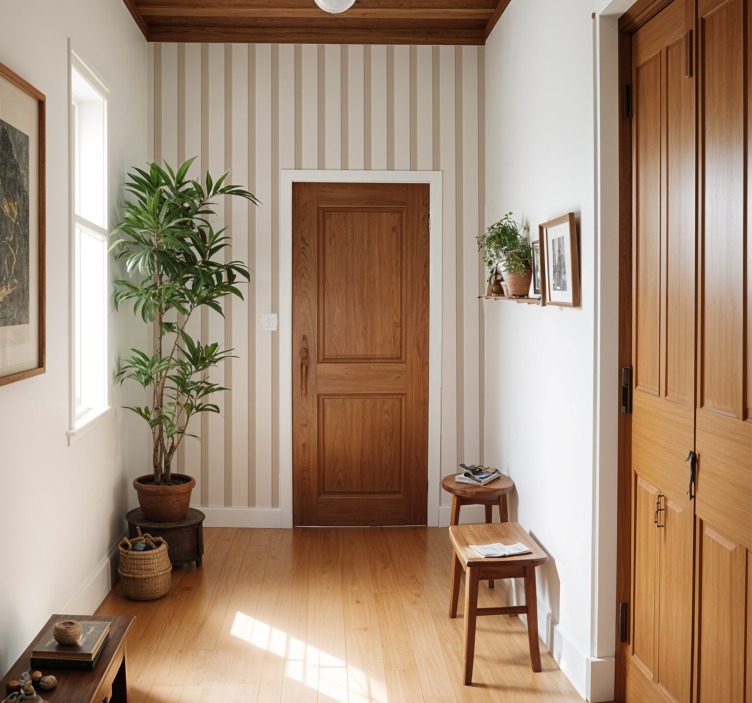 Carta da parati corridoio strisce beige - TenStickers