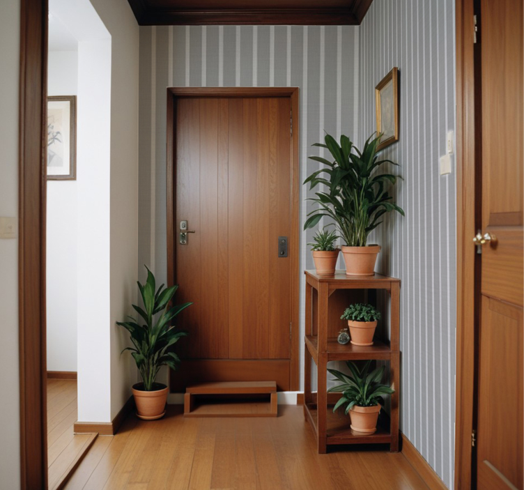 Carta da parati corridoio strisce grigie - TenStickers