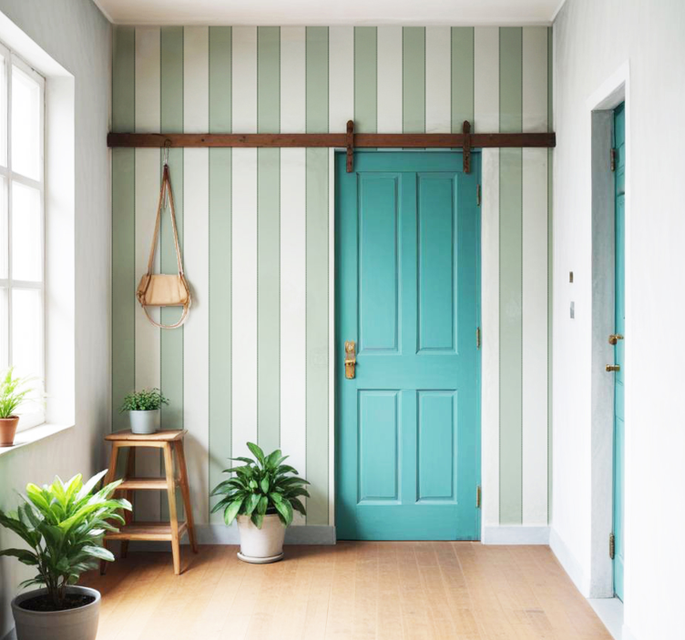 Carta da parati corridoio strisce grigie verticali - TenStickers