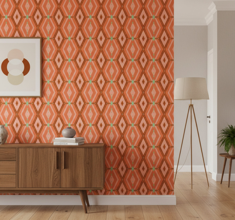 Carta da parati corridoio tonalità autunnali geometriche - TenStickers