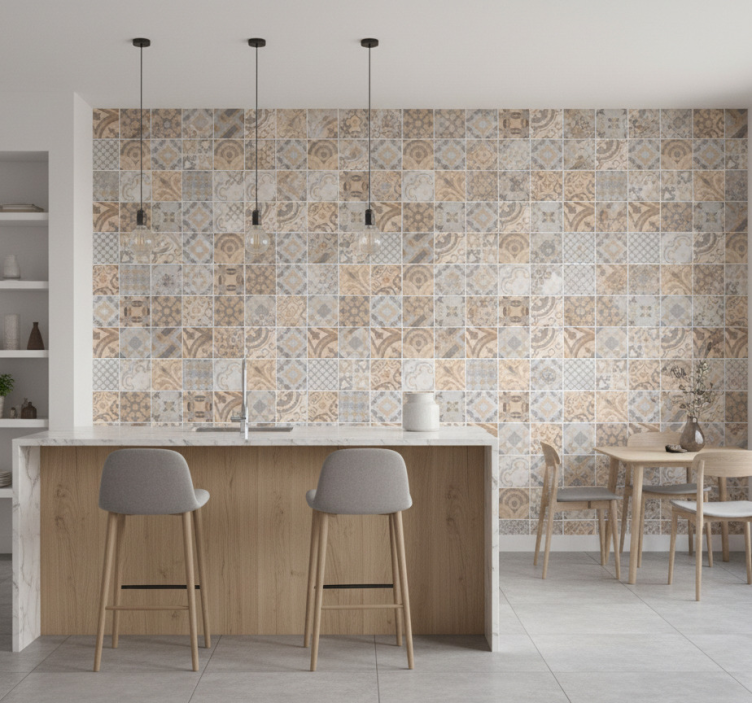 Carta da parati cucina cemento arancioni - TenStickers