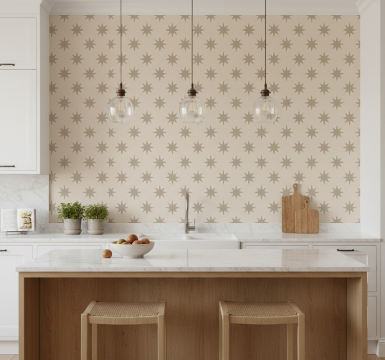 Carta da parati cucina motivo beige stellato - TenStickers