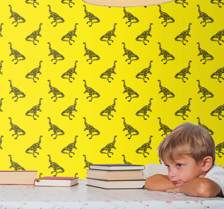 Carta da parati Dinosauri avventura gialla - TenStickers