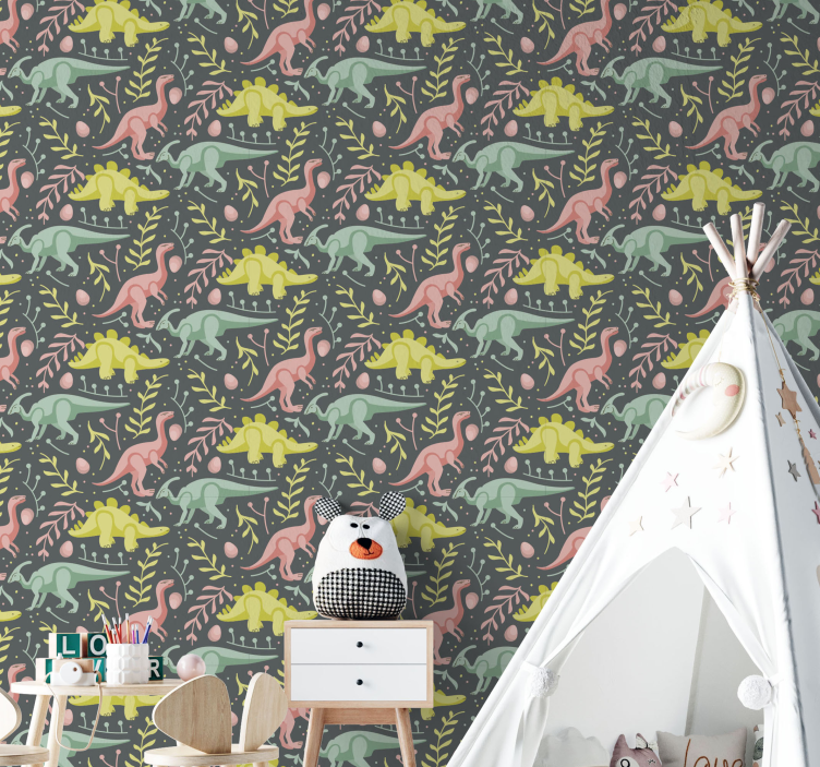 Carta da parati dinosauri gioco di cartoni animati - TenStickers