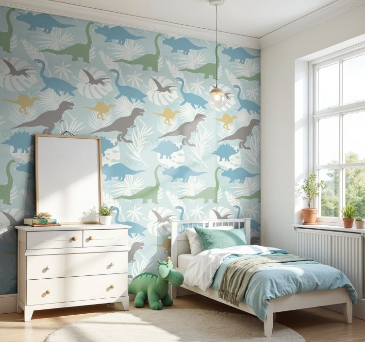 Carta da parati Dinosauri motivo color pastello - TenStickers