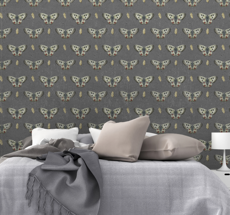 Carta da parati effetto cemento farfalle - TenStickers