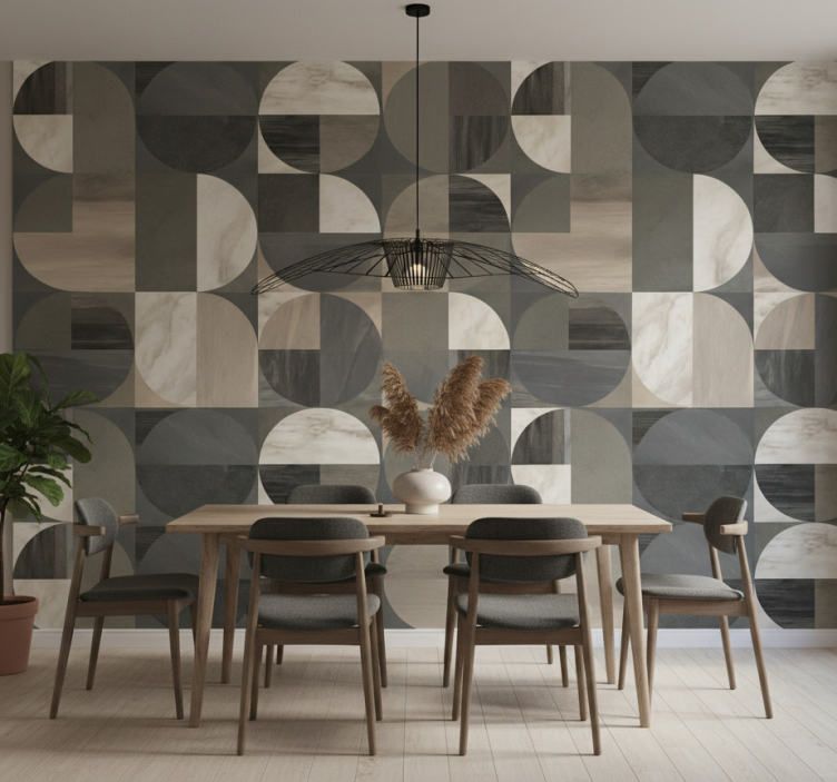 Carta da parati effetto marmo motivo a semicerchio - TenStickers